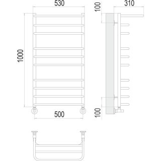 Полотенцесушитель водяной Terminus Арктур 4670078529459 с полкой П10 50х100 см хром