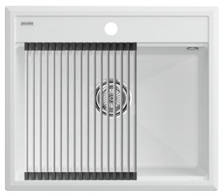 Комплект Paulmark: мойка Stepia 60 и ролл-мат Step PM115951-WH+R375-BS белый/брашированная нержавеющая сталь Комплект Paulmark: мойка Stepia 60 и ролл-мат Step PM115951-WH+R375-BS белый/брашированная нержавеющая сталь