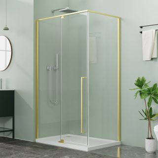 Душевой уголок Azario Male AZ-J50-100-BGL-CL 100x100 см профиль брашированное золото стекло прозрачное