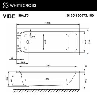 Ванна Whitecross WHITECROSS 0105.180075.100 Vibe 180x75 акрил