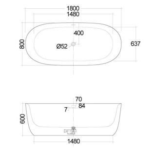 Ванна акриловая Kludi Elin O 51BF0353 180x80 см белый