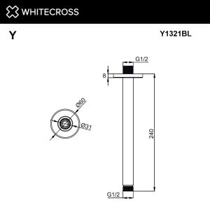 Кронштейн душевой потолочный WHITECROSS Y1321BL чёрный матовый