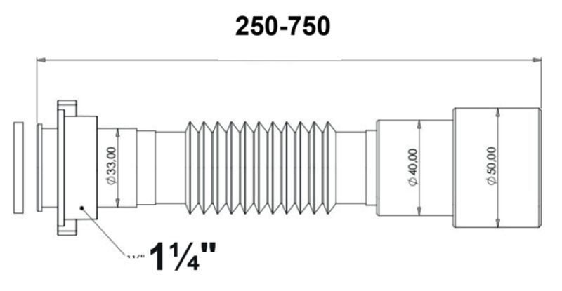 Гофра Bettoserb 125381 для раковины/мойки 1 1/4" - 40/50мм