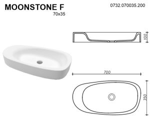Раковина Whitecross Moonstone F 0732.070035.200 70см белый матовый