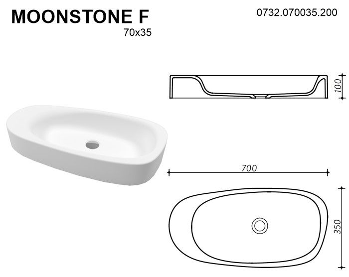 Раковина Whitecross Moonstone F 0732.070035.200 70см белый матовый