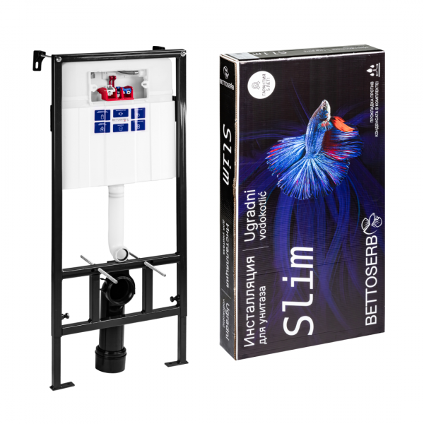 Инсталляция для унитаза Bettoserb Sava Fix Slim SET40006463 клавиша смыва Duo хром матовый/хром глянец