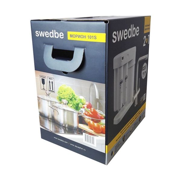 Смеситель для кухни Swedbe Selene Plus K8144M в комплекте с фильтром Аквафор Морион нержавеющая сталь