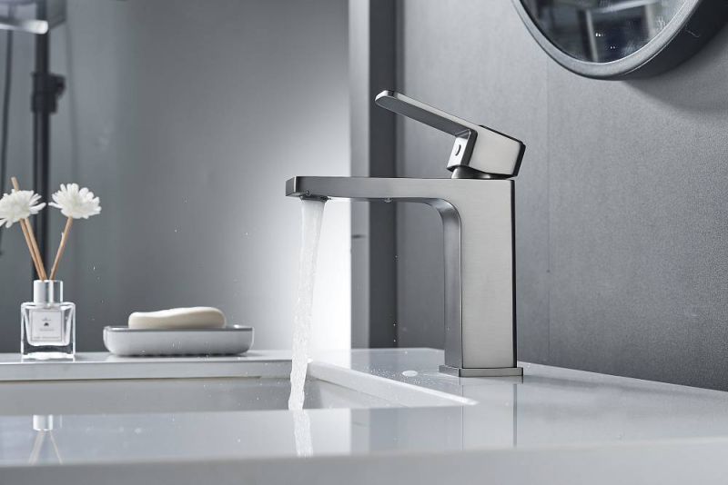 Смеситель для раковины Shevanik S9701T оружейная сталь