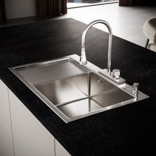 Мойка для кухни с левым крылом и дозатор РМС MRK-7851R серый