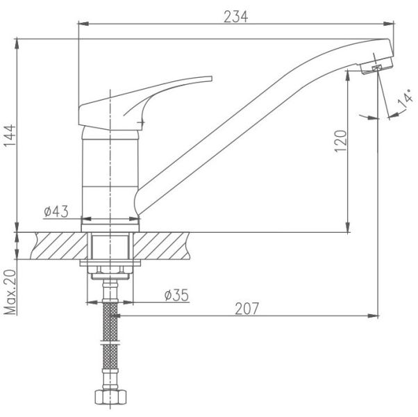 Смеситель для кухни Haiba HB4913-1 хром