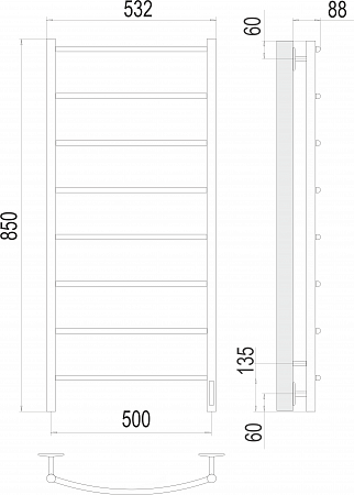 Полотенцесушитель электрический Terminus Классик П8 500х850