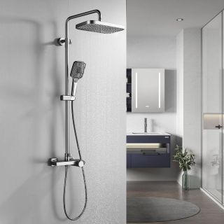 Душевая стойка Rose R1896T-6 с термостатом пепельный Душевая стойка Rose R1896T-6 с термостатом пепельный