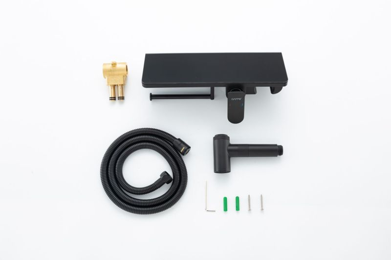 Гигиенический душ Gappo G7295-16 с полочкой и бумагодержателем чёрный