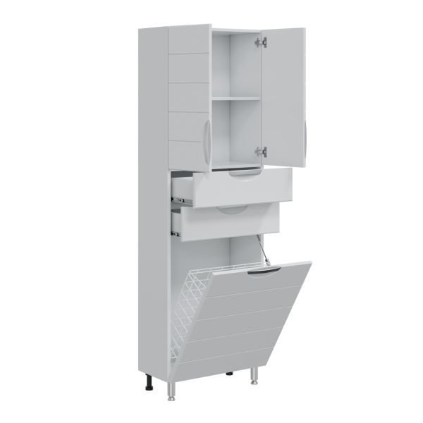 Напольный шкаф-пенал Санта Родос 506006 60 см с бельевой корзиной белый