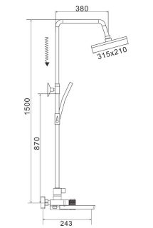 Душевая стойка Rose R1896H с термостатом чёрный матовый Душевая стойка Rose R1896H с термостатом чёрный матовый