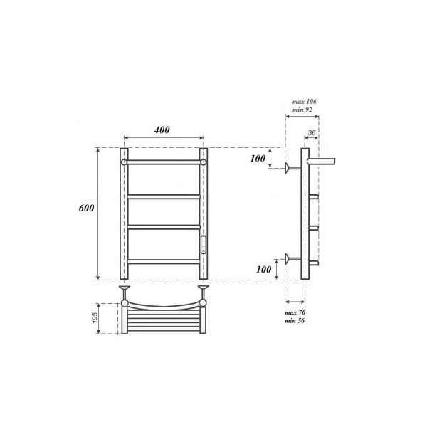Полотенцесушитель электрический Point Афина PN04846P 40x60 см хром