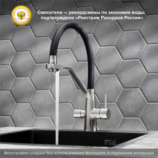 Смеситель для кухни РМС SUS127BL-016F-015 с подключением фильтра нержавеющая сталь Смеситель для кухни РМС SUS127BL-016F-015 с подключением фильтра нержавеющая сталь