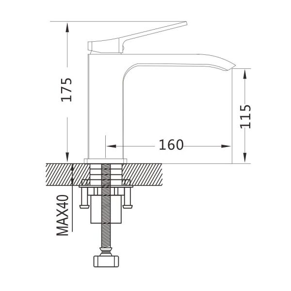 Смеситель для раковины Shevanik S4101T оружейная сталь