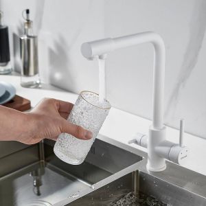 Смеситель для кухни Shevanik S328C с подключением фильтра белый