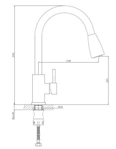 Смеситель для кухни Haiba HB73304-2 с выдвижной лейкой сталь