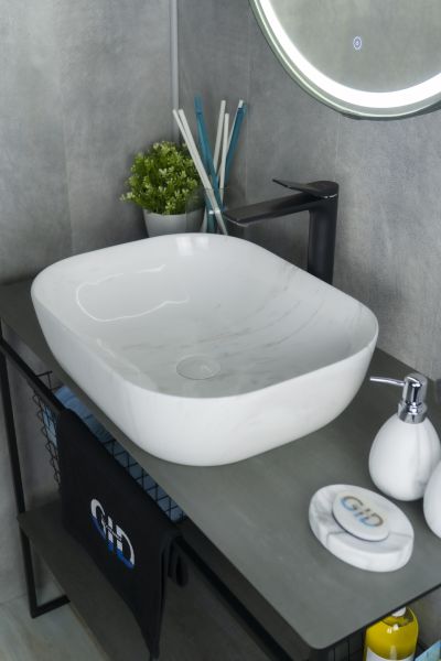 Раковина Gid K397D9 53322 накладная под камень глянцевая 50x40x14