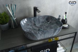 Раковина Gid   54401 накладная под камень глянцевая 50x40x14