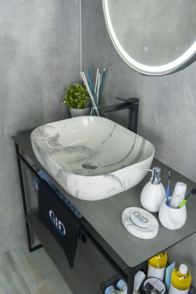 Раковина Gid K397G125 54402 накладная под камень глянцевая 50x40x14