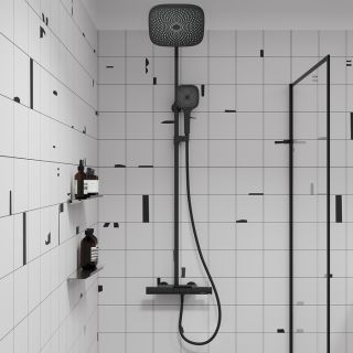 Душевая система с тропическим душем IDDIS SpaHome SPHBLTKi06 с термостатом чёрный матовый