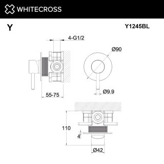 Смеситель скрытого монтажа на 1 потребитель WHITECROSS Y Y1245BL чёрный матовый Смеситель скрытого монтажа на 1 потребитель WHITECROSS Y Y1245BL чёрный матовый