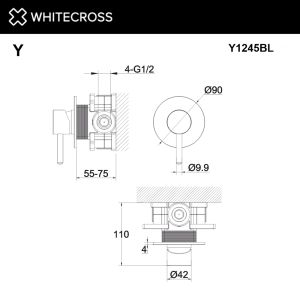 Смеситель скрытого монтажа на 1 потребитель WHITECROSS Y Y1245CR хром