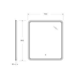 Зеркало с подсветкой Cezares CZR-SPC-DUET-700-800-LED-TCH 70 см