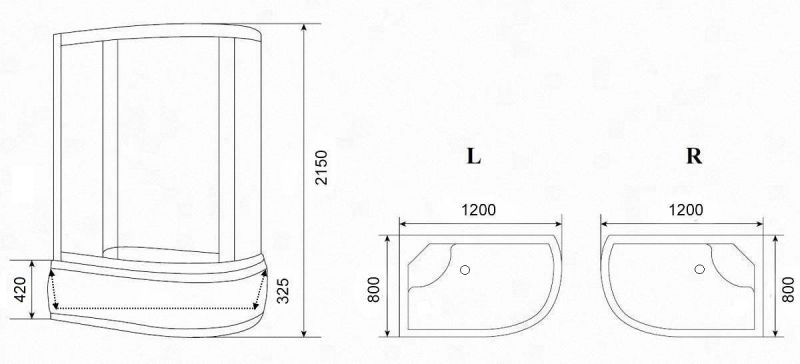 Кабина EF1221L душевая PARLY (80х120х215)