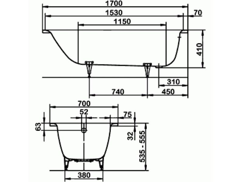 Стальная ванна Kaldewei Saniform Plus 170х70 с покрытием anti-sleap и easy-clean Стальная ванна Kaldewei Saniform Plus 170х70 с покрытием anti-sleap и easy-clean