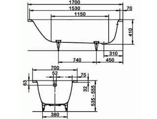 Стальная ванна 170x70 Kaldewei Saniform Plus easy clean Стальная ванна 170x70 Kaldewei Saniform Plus easy clean