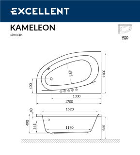 Ванна акриловая EXCELLENT Kameleon 170x110 (левая) Ванна акриловая EXCELLENT Kameleon 170x110 (левая)