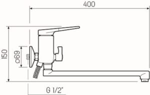 Смеситель для ванны с душем РМС SL121W-006E хром