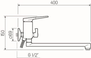 Смеситель для ванны с душем РМС SL121W-006E хром Смеситель для ванны с душем РМС SL121W-006E хром