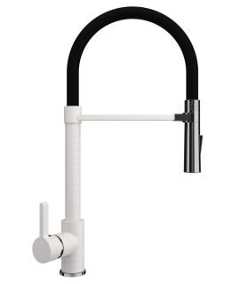 Смеситель для кухни Ulgran Classic U-024-341 с высоким гибким изливом ультра-белый Смеситель для кухни Ulgran Classic U-024-341 с высоким гибким изливом ультра-белый