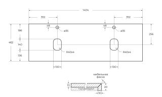 Столешница BelBagno из керамогранита с двумя отверстиями под раковину и с двумя отверстиями под смеситель 1404x462 KEP-140-2-MNO Marmo Nero Opaco черный матовый