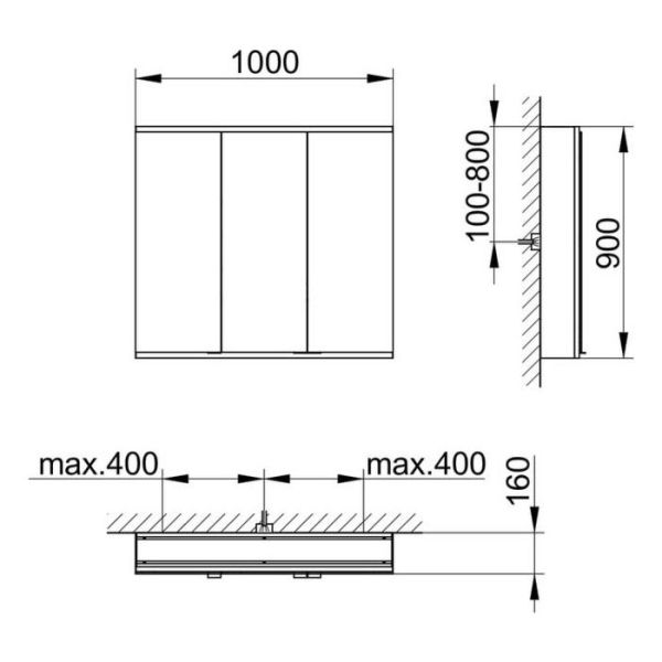 Зеркальный шкаф для ванны Keuco Royal Modular 800311101100000 100 см