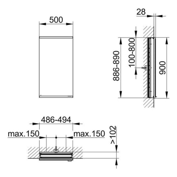 Зеркальный шкаф Keuco Royal Modular 800010051000000 50 см