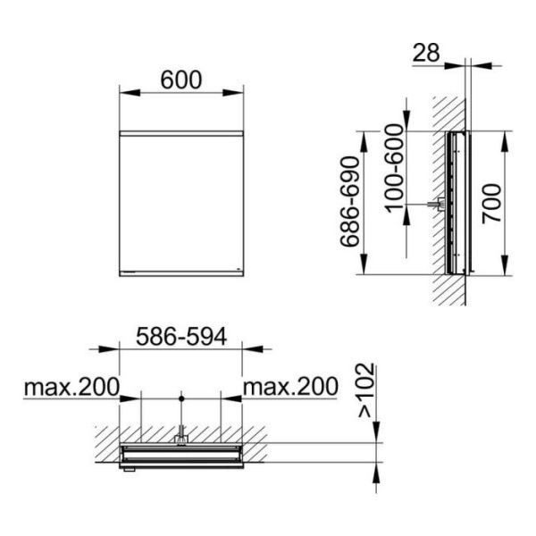Зеркальный шкаф Keuco Royal Modular 800100051000100 50 см