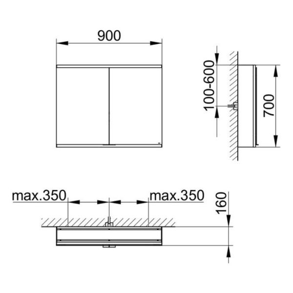 Зеркальный шкаф Keuco Royal Modular 800211090100300 90 см