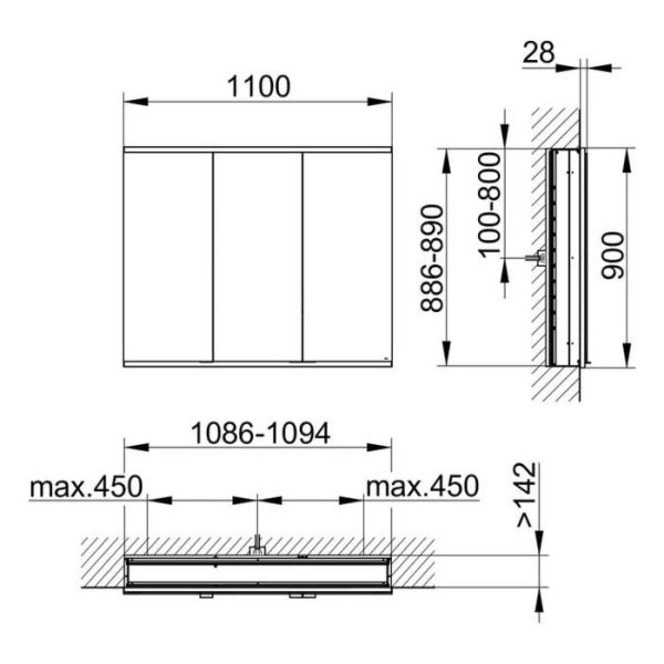 Зеркальный шкаф Keuco Royal Modular 800300111100000 110 см