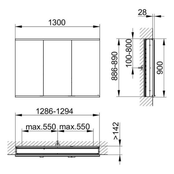 Зеркальный шкаф Keuco Royal Modular 800300131100300 130 см