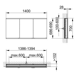 Зеркальный шкаф Keuco Royal Modular 800300140000200 140 см Зеркальный шкаф Keuco Royal Modular 800300140000200 140 см