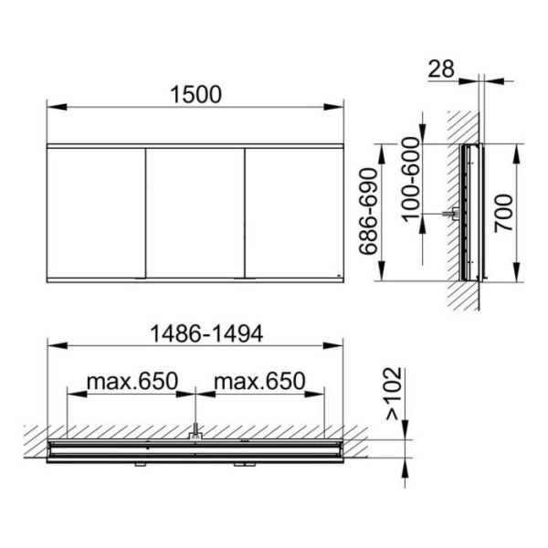 Зеркальный шкаф Keuco Royal Modular 800310150000300 150 см