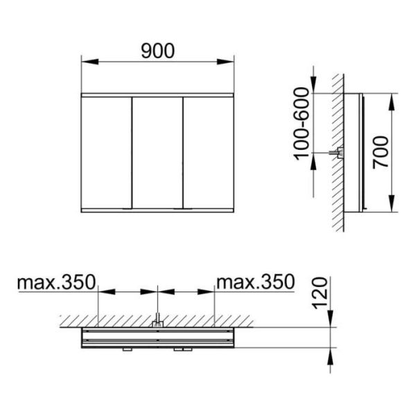 Зеркальный шкаф Keuco Royal Modular 800311090000000 90 см