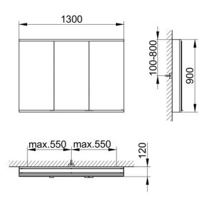 Зеркальный шкаф Keuco Royal Modular 800311131000200 130 см