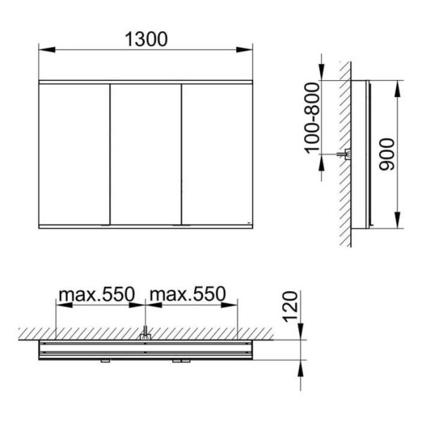 Зеркальный шкаф Keuco Royal Modular 800311131000300 130 см